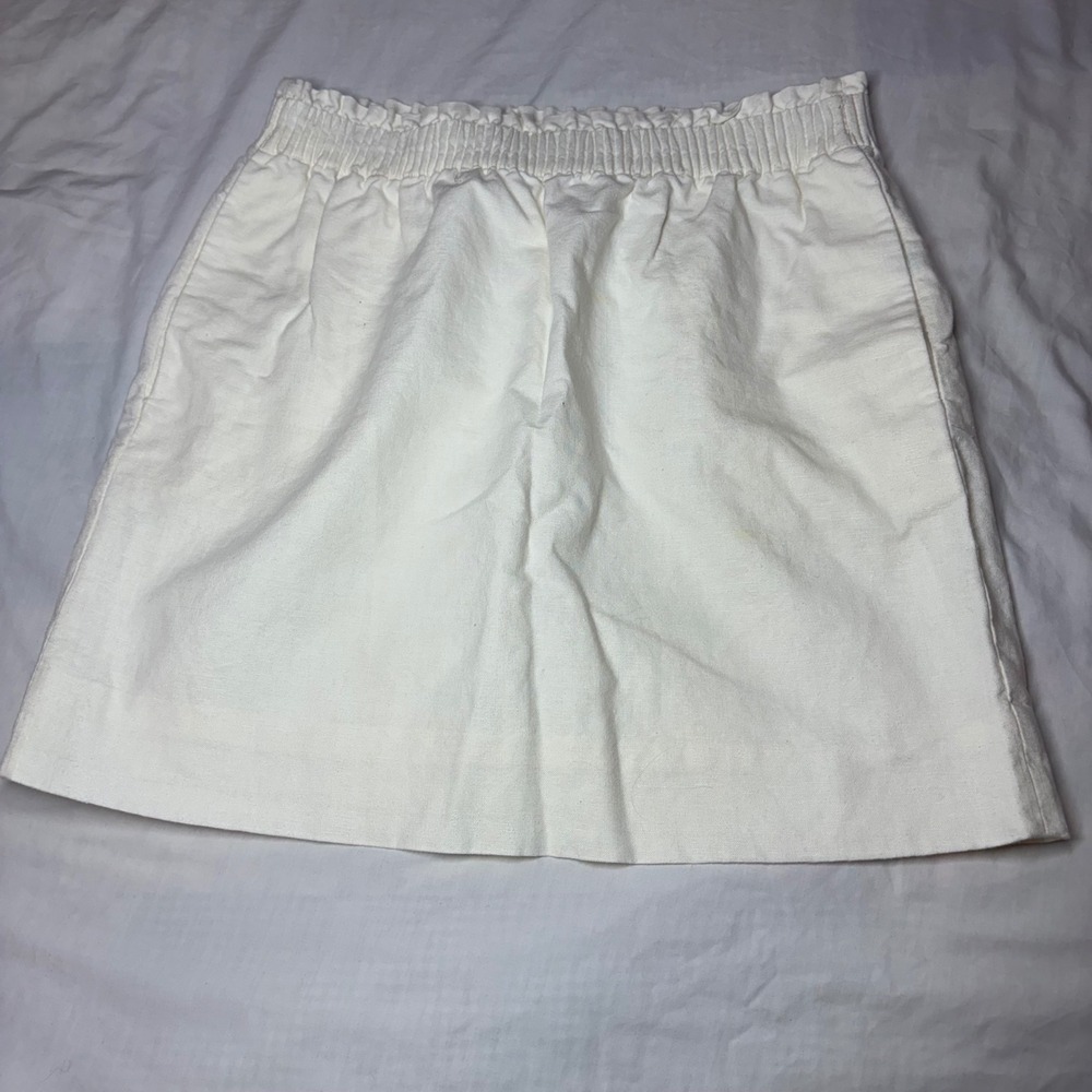 J.Crew White Linen‎ Cotton Blend Paperbag Waist Mini Skirt 8 41575